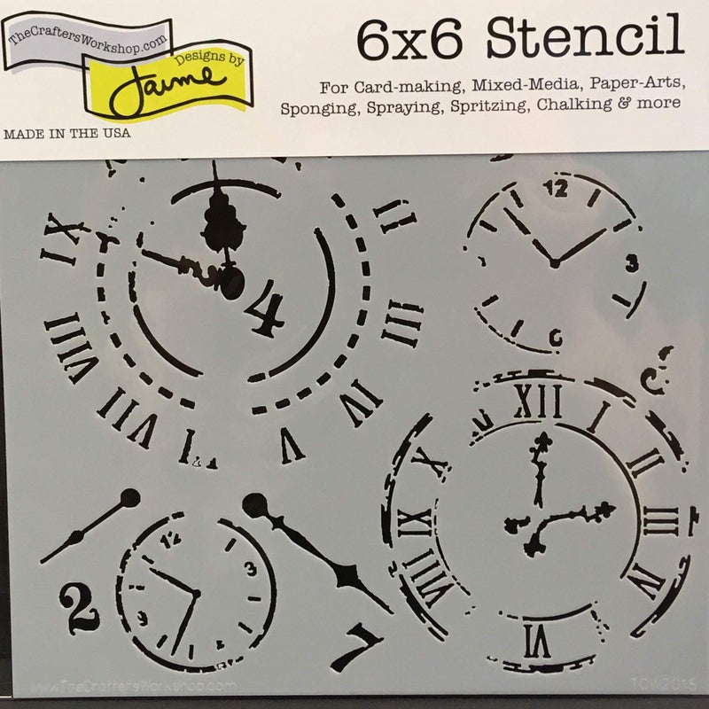 The Crafter's Workshop The Crafterâ€™s Workshop - Reusable Mechanical Stencil for Painting and Crafts â€“ Time and Gear Motif for Journaling and Canvas â€“ 2 Pk, 6" x 6" â€“ Gears/Time Travel 6x6 - Image 3